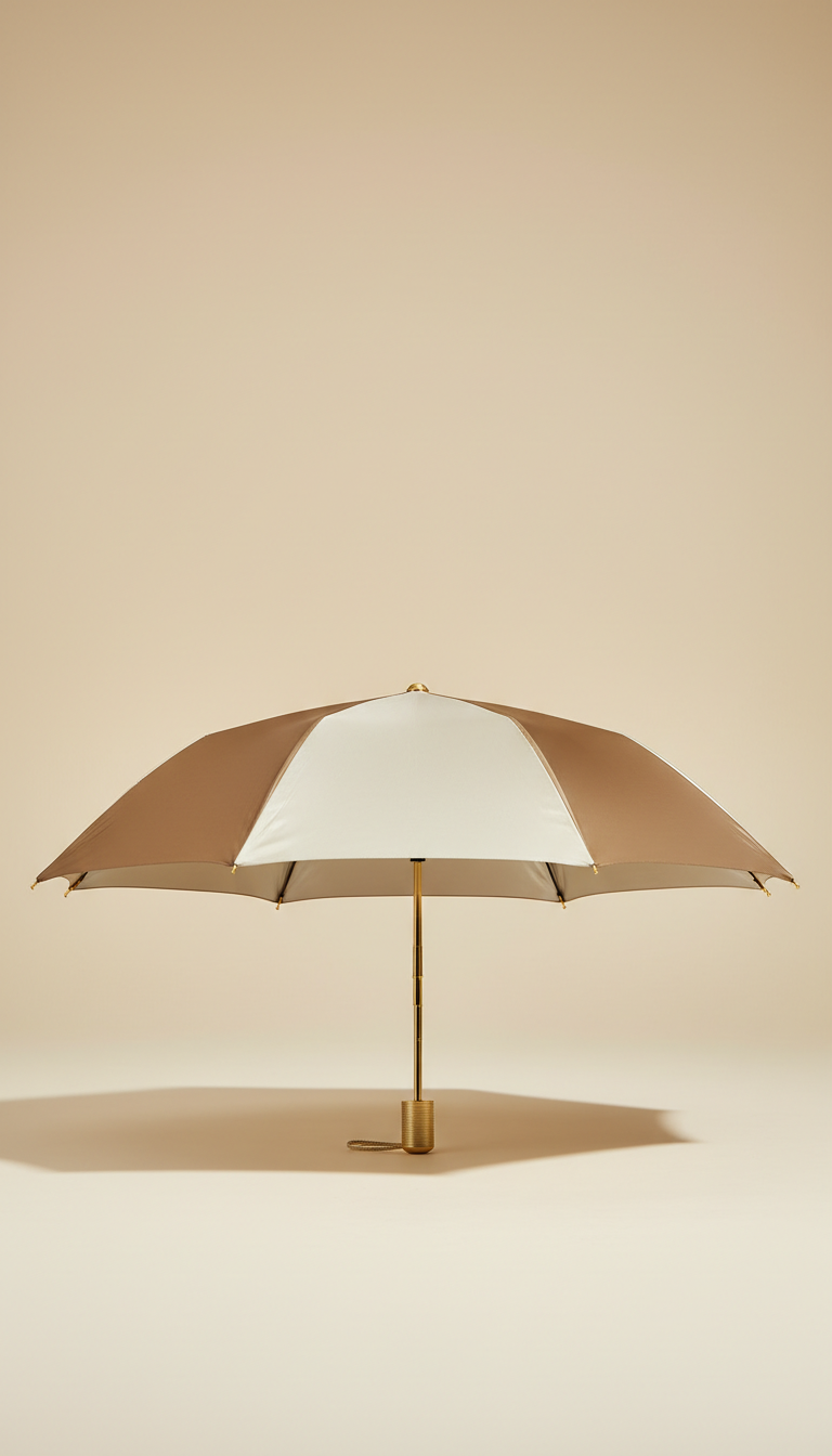 Brushed gold compact umbrella
